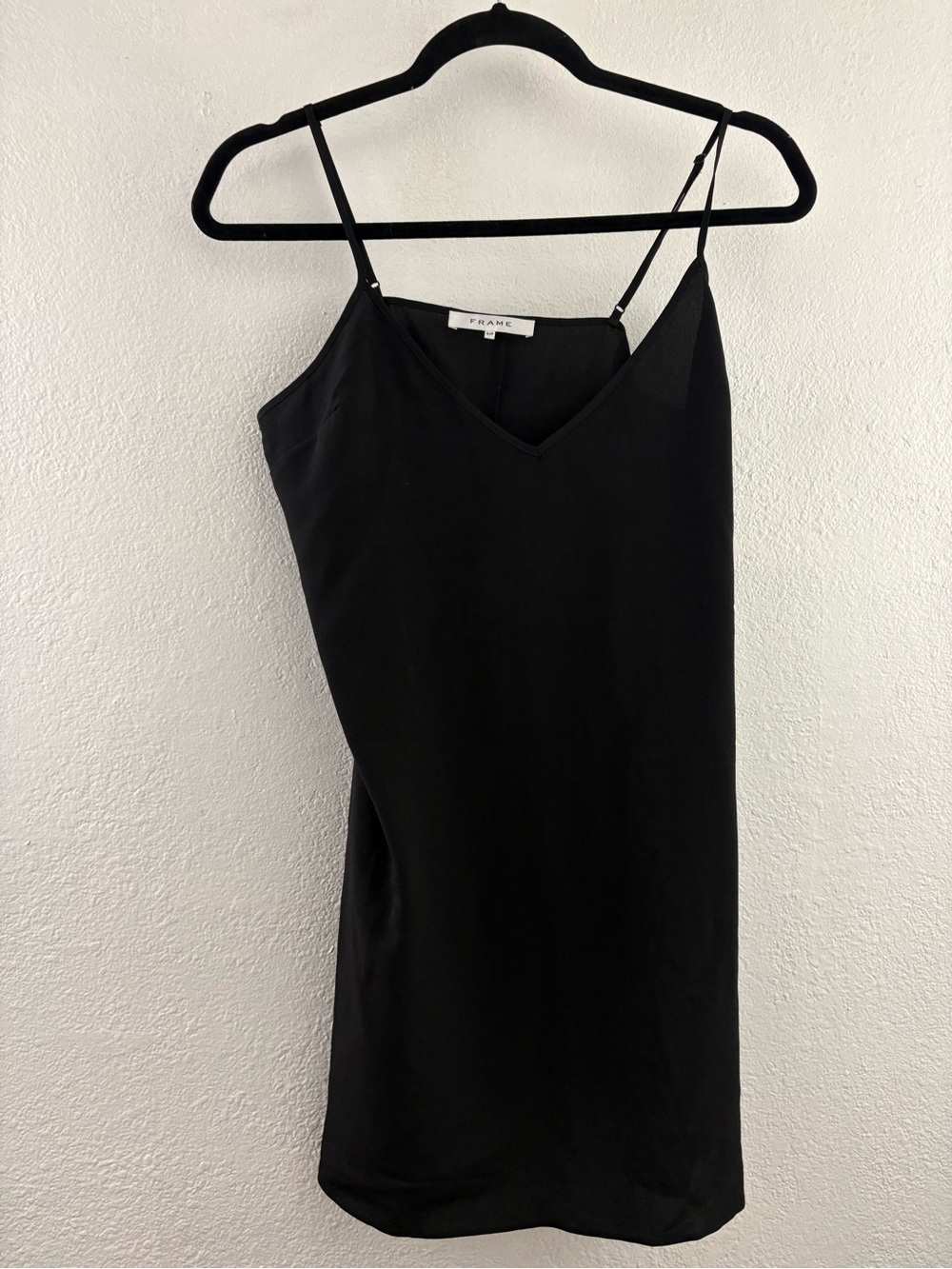 Frame  black V-neck slip mini dress size S